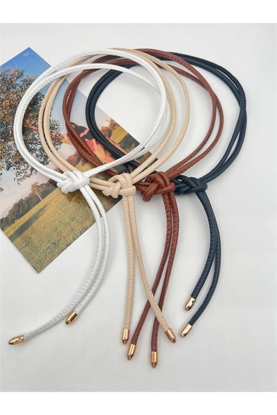 4lü Set(siyah,taba,beyaz,bej )bağlamalı Kordon Kadın Kemer Ip Kemer Gömlek Kemeri
