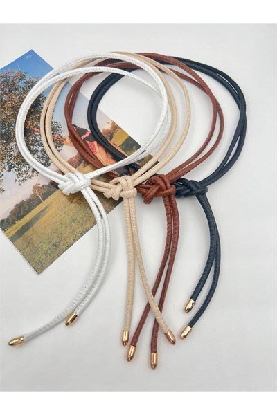 4lü Set(siyah,taba,beyaz,bej )bağlamalı Kordon Kadın Kemer Ip Kemer Gömlek Kemeri