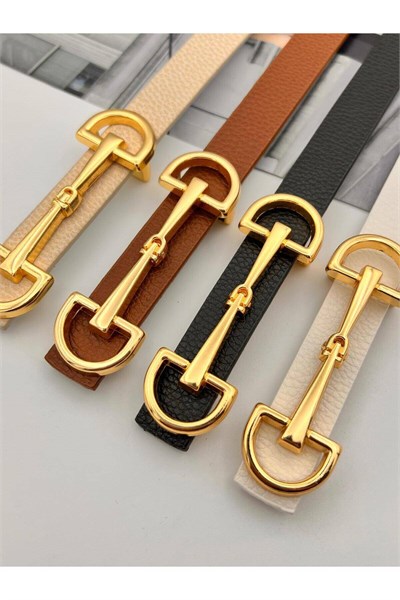 4lü Uzun Tokalı Gold Kadın Kemer Pantolon Kemeri Elbise Kemeri Gömlek Kemeri Ceket Kemeri