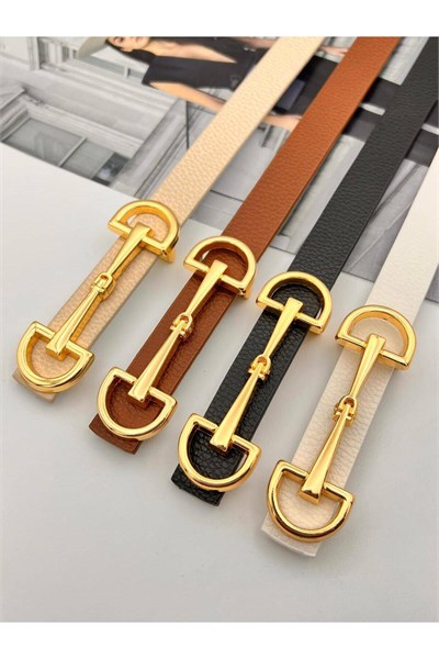 4lü Uzun Tokalı Gold Kadın Kemer Pantolon Kemeri Elbise Kemeri Gömlek Kemeri Ceket Kemeri