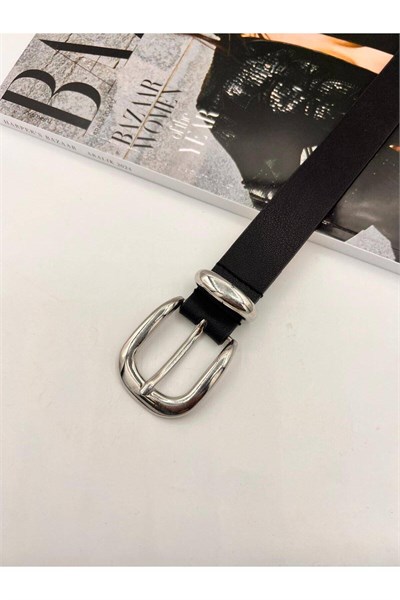 Basic Tokalı Silver Kadın Kemer Pantolon Kemeri Elbise Kemeri Gömlek Kemeri Ceket Kemeri Siyah