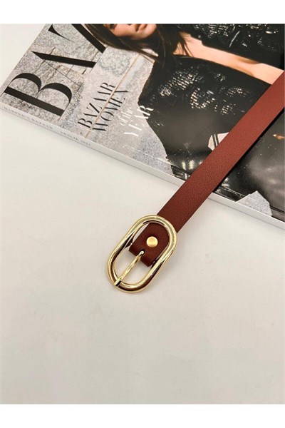 Bordo Uzun Oval Tokalı Gold Kadın Kemer Pantolon Kemeri Elbise Kemeri Gömlek Kemeri Ceket Kemeri Bordo