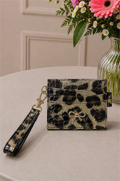 Fiyonk Detaylı 7 Bölmeli Kartlık Leopar