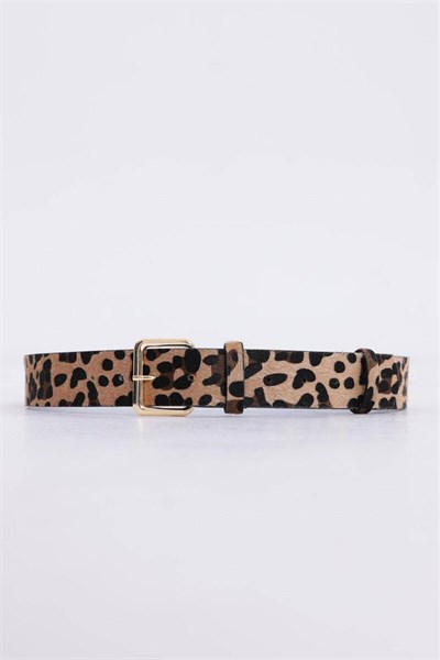Gold Tokalı Leopar Kemer Kadın Kemer Pantolon Kemeri Elbise Kemeri Bel Kemeri Gömlek Kemeri Leopar