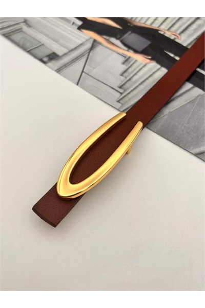 Gold V Tokalı Kadın Kemer Pantolon Kemeri Elbise Kemeri Gömlek Kemeri Ceket Kemeri ince Kemer Bordo