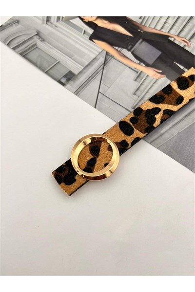 Leopar Gold Tokalı Kadın Kemer Pantolon Kemeri Elbise Kemeri Gömlek Kemeri Ceket Kemeri Leopar