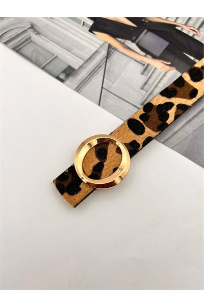 Leopar Gold Tokalı Kadın Kemer Pantolon Kemeri Elbise Kemeri Gömlek Kemeri Ceket Kemeri Leopar