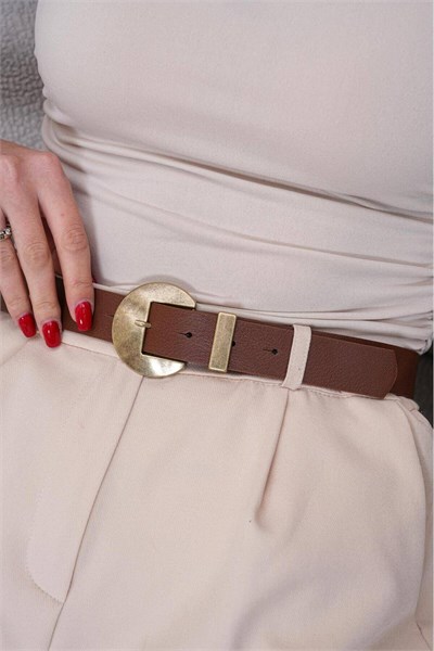 Oval Antik Tokalı Vintage Tarzı Kadın Kemer Pantolon Kemeri Elbise Kemeri Gömlek Kemeri Taba