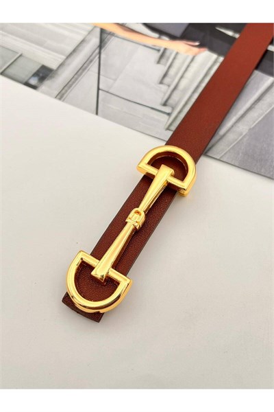 Uzun Tokalı Gold Bordo Kadın Kemer Pantolon Kemeri Elbise Kemeri Gömlek Kemeri Ceket Kemeri Bordo