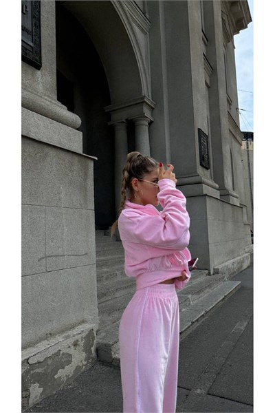 Kadın Biyeli Oversize Kadife Eşofman Takım