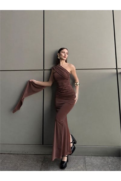 Kadın Şallı Maxi Uzun Likralı Elbise