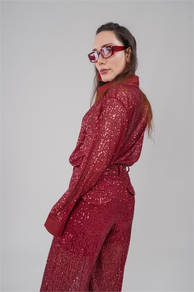 Oversize Kesim Pul Payet Gömlek