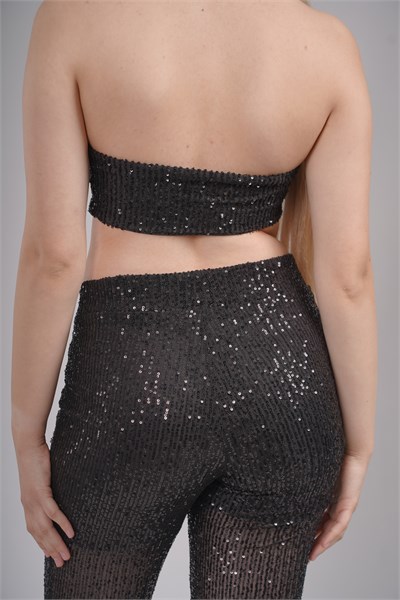 Pul Payet Straplez Crop & İspanyol Paça Set Takım