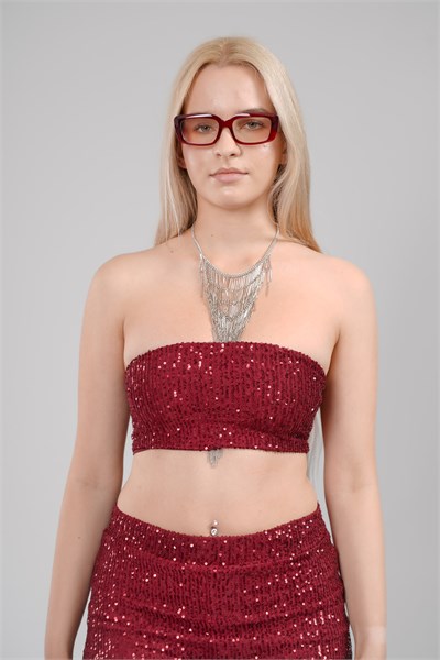 Pul Payet Straplez Crop & İspanyol Paça Set Takım