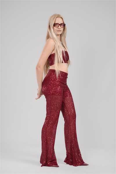 Pul Payet Straplez Crop & İspanyol Paça Set Takım