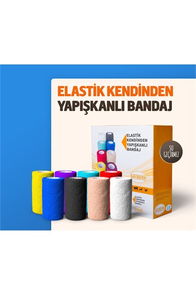 10cm x 4,5mt Mavi Elastik Kendinden Yapışkanlı Bandaj Sayberk - 180 ADET