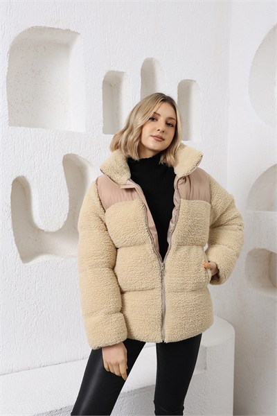 Kadın Peluş Robalı Şişme Mont