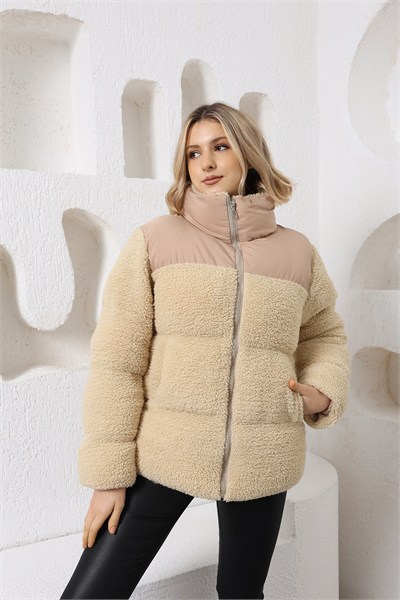 Kadın Peluş Robalı Şişme Mont