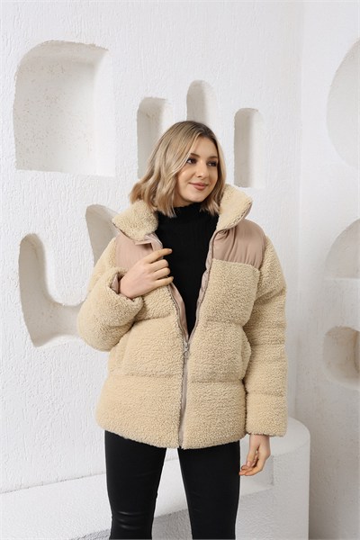 Kadın Peluş Robalı Şişme Mont