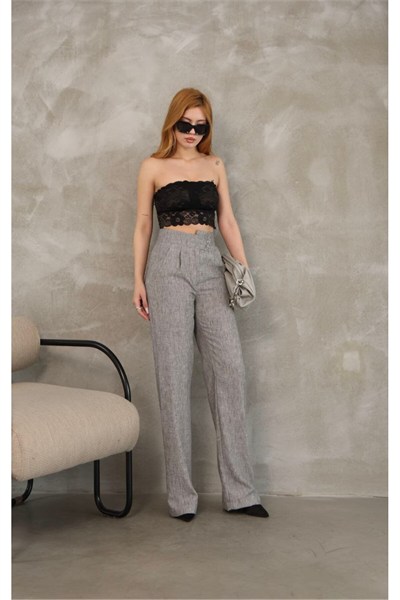 Kadın Yüksel Bel Kemer Detaylı Pantolon
