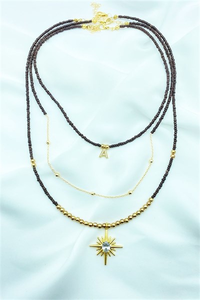 A Letter 3-Piece Bead Necklace