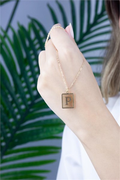 Gold-Plated P Letter Necklace