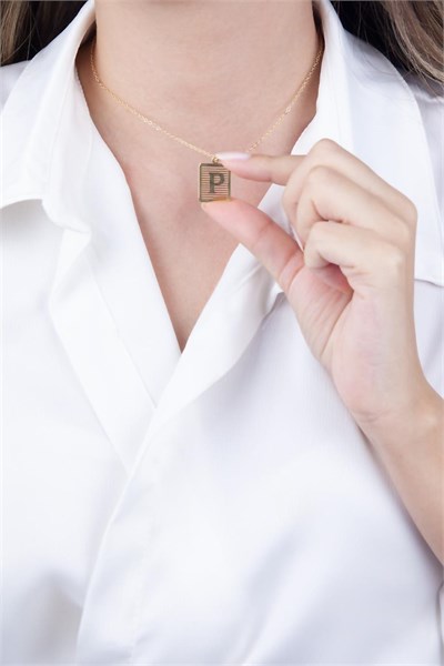 Gold-Plated P Letter Necklace