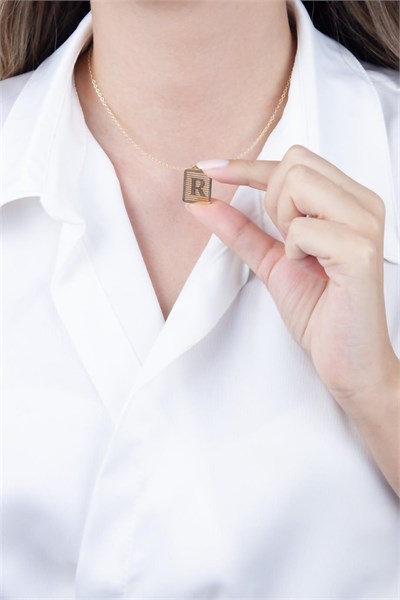 Gold-Plated R Letter Necklace