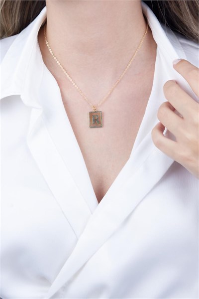 Gold-Plated R Letter Necklace