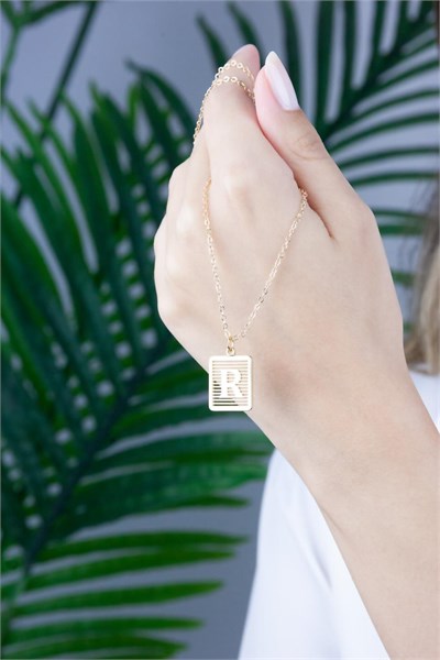 Gold-Plated R Letter Necklace