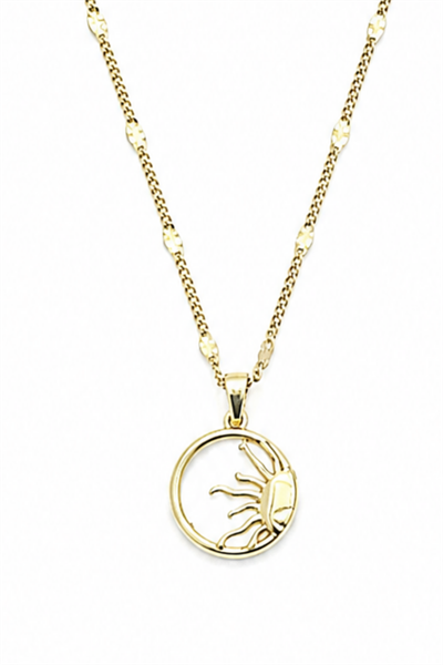 Asymmetrical Sun Silhouette Necklace - Gold-Tone