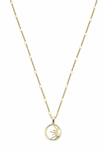 Asymmetrical Sun Silhouette Necklace - Gold-Tone