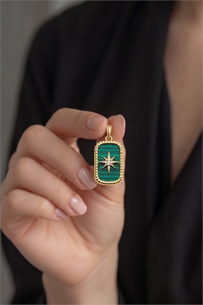 Gold-Tone Emerald Green North Star Pendant