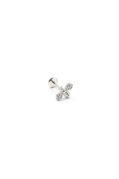 Bee Design Zircon Tragus Piercing – Silver | Hypoallergenic, Long-Lasting Shine