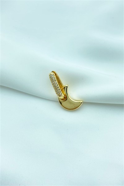 Moon Figure Stone U Model Gold Earrings