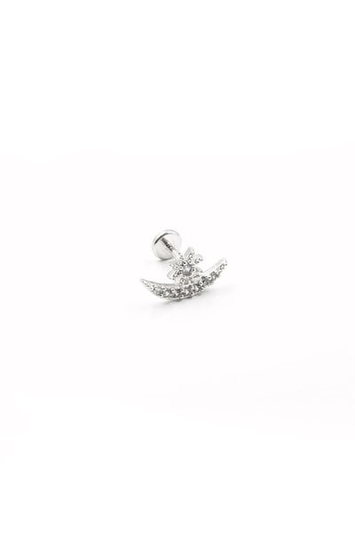 Paperclip Design Zircon Tragus & Helix Piercing – Gold | Hypoallergenic, Tarnish-Free