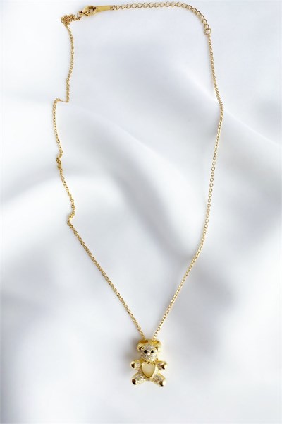 Bear Figure Gold Stainless Steel Necklace