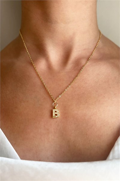 B Letter Gold Chain Necklace