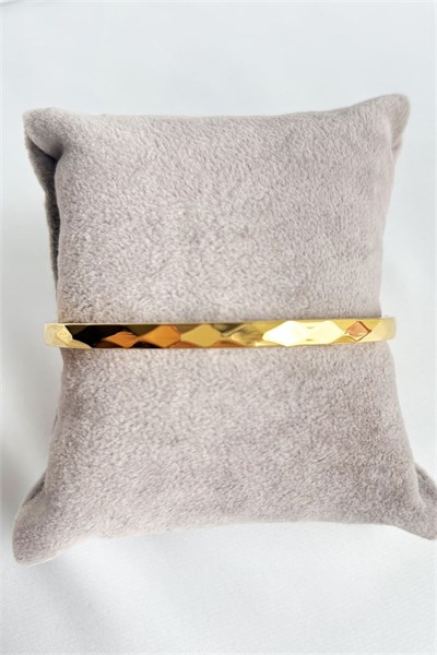 Diamond Cut Gold Steel Bangle Bracelet