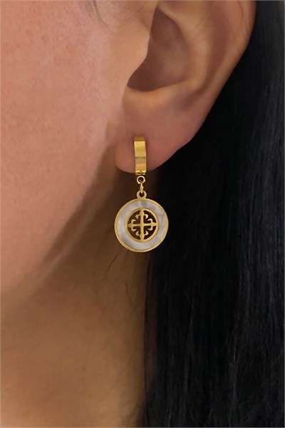 White Gold Round Steel Earrings