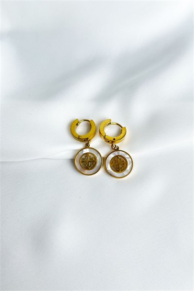 White Gold Round Steel Earrings