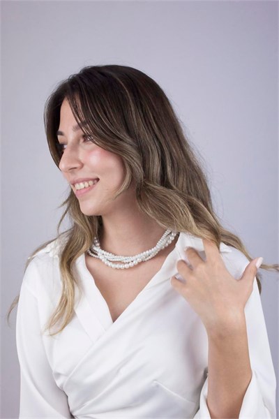 White Pearl Spiral Design Necklace