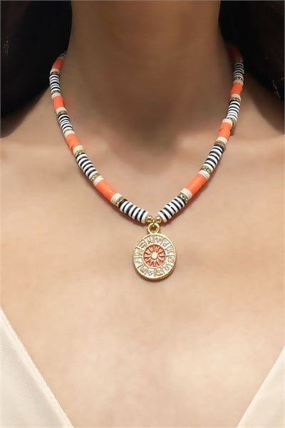 Zodiac Medal Ended Fimo Necklace