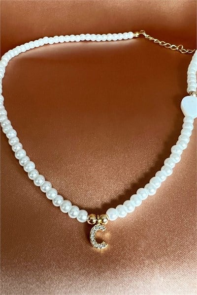 C Letter Pearl Design Necklace