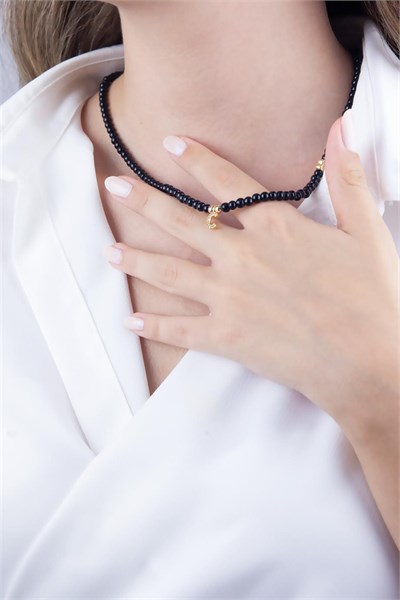 C Letter Black Pearl Design Necklace