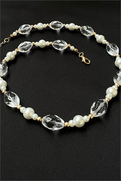 Glass Pearl Crystal Glass Design Necklace