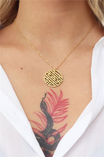Steel Geometric Gold Chain Necklace