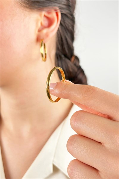 Steel Hoop Earrings 3cm - Gold