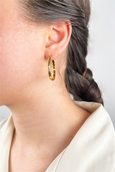 Steel Hoop Earrings 3cm - Gold