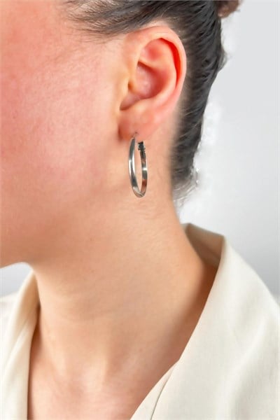 Steel Hoop Earrings 3cm - Silver